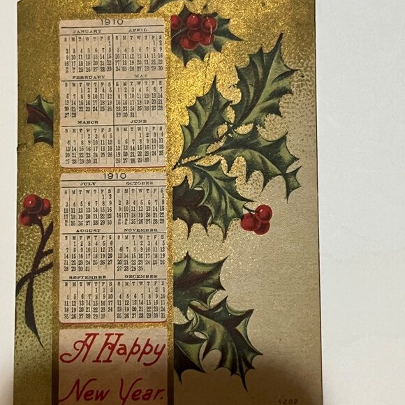 1909 Happy New Year Post Card with 1910 Calendar - Picture 3 of 7